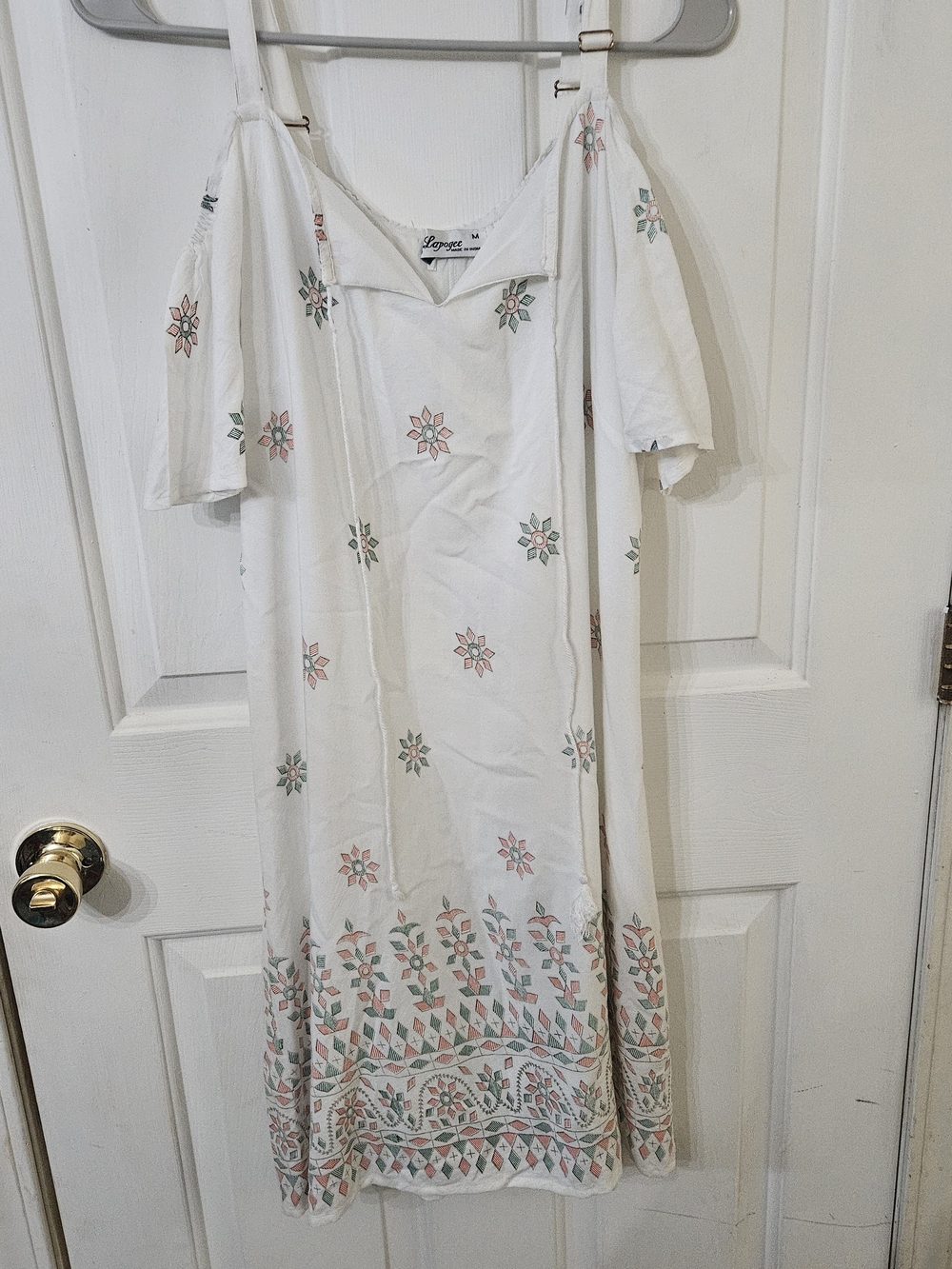 Lapojee Med Boho Floral Summer Vacation Dress V Neck Lightweight